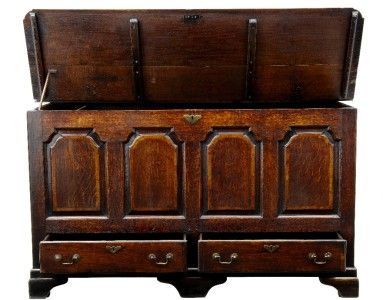 18TH CENTURY ANTIQUE ENGLISH OAK MULE CHEST  