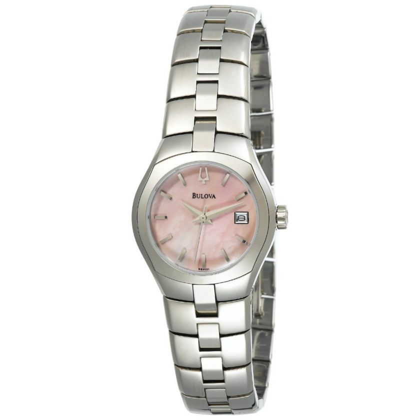   96M101 WOMENS STAINLESS STEEL CALENDAR WATCH WITH MOTHER OF PEARL