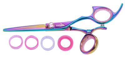 Shark Fin Professional Line Right Handed Swivel Rainbow Shears  