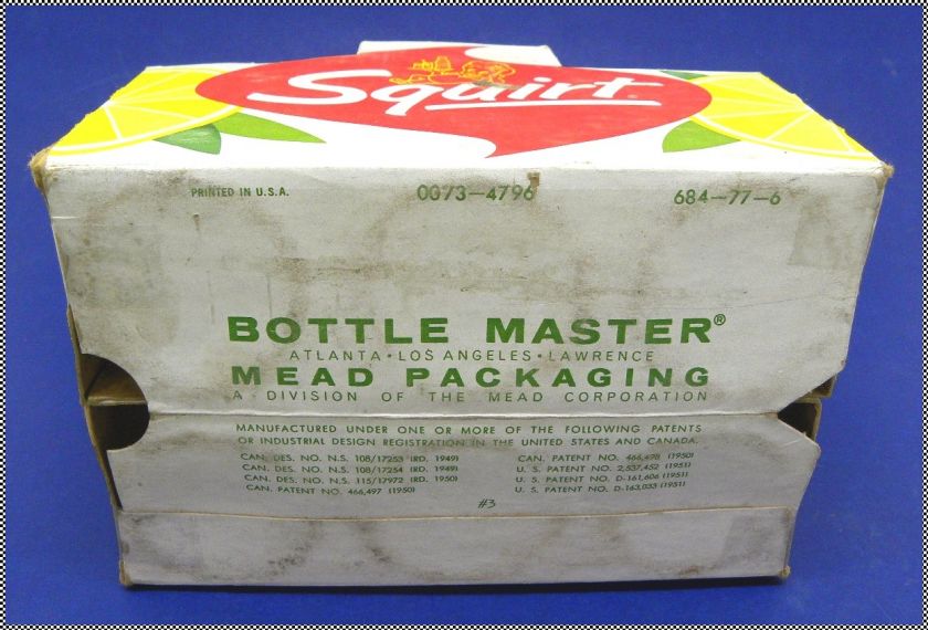 1950s Vintage Squirt Cardboard 6 Pack Soda Carrier  