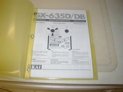 AKAI GX 635D/DB REELTO REEL TAPE DECK OPERATORS MANUAL  