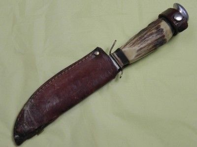 GERMAN SOLINGEN FIGHTING HUNTING KNIFE WITH STAG HANDLE AND ORIGINAL 