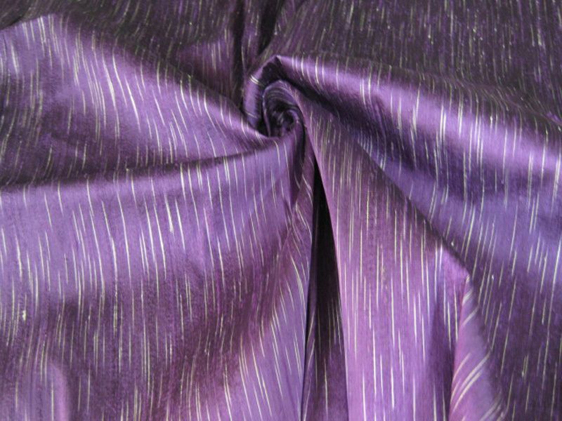 ROYAL PURPLE 100% SILK DUPION WHITE STRIPES FABRIC DRES  