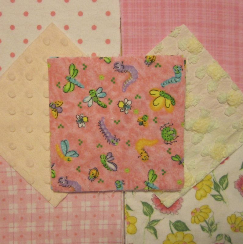 Rag Quilt Kit~Chenille Rosebuds Minky Pink FLOWERS BUGS  