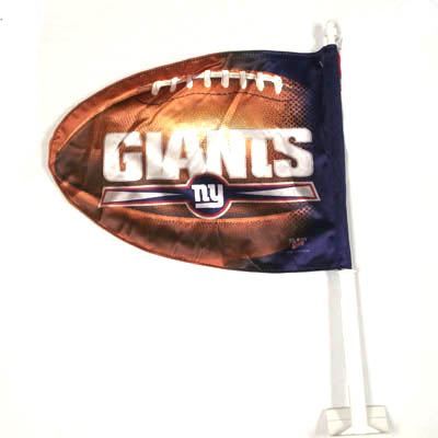 NFL NEW YORK GIANTS SHAPED FOOTBALL CAR FLAG BLUE LOGO AUTO AUTOMOBILE 