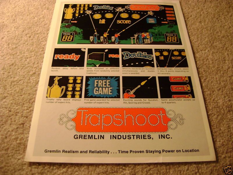 GREMLIN trapshoot trap shoot arcade flyer  