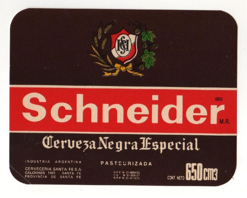 SCHNEIDER BEER CERVEZA NEGRA LABEL 650 CM3 ARGENTINA  