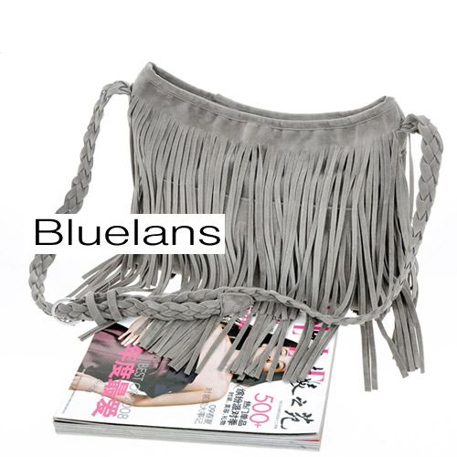 Celebrity Fringe Tassel Faux Suede Shoulder Messenger Bag Handbag 