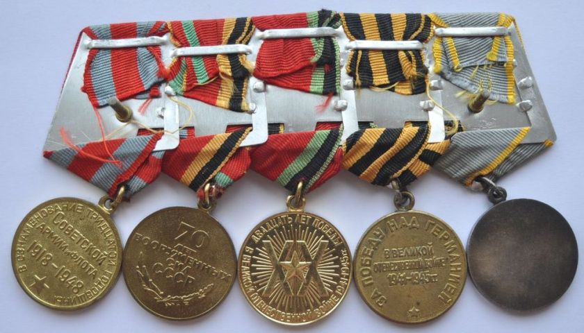 WWII Russia Set of 5 Original Medals Combat Merit etc  