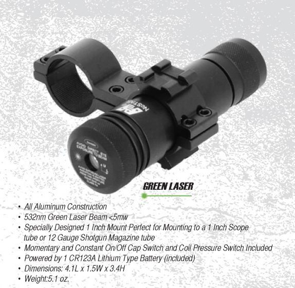 NC Star Green Laser With Shotgun or Scope Mount  