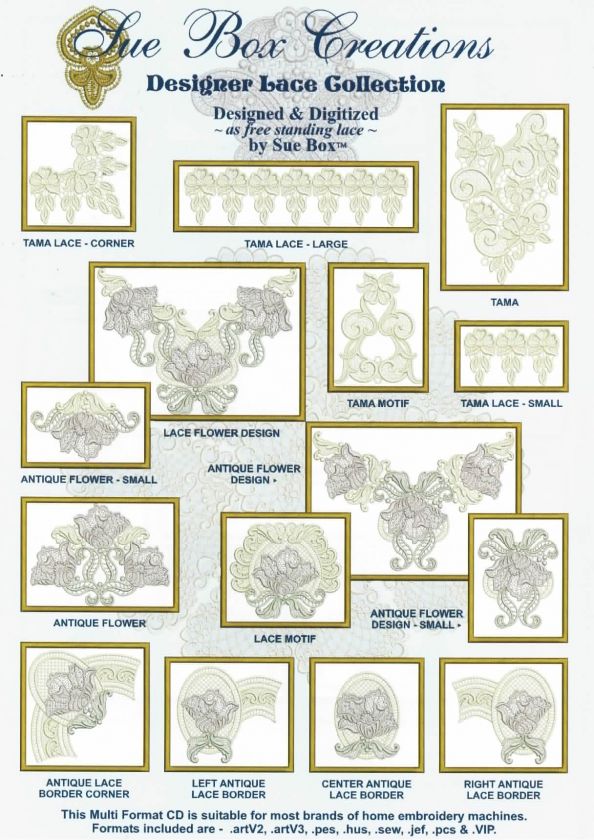 Sue Box Embroidery Design CD   Embroidery Machines A081  