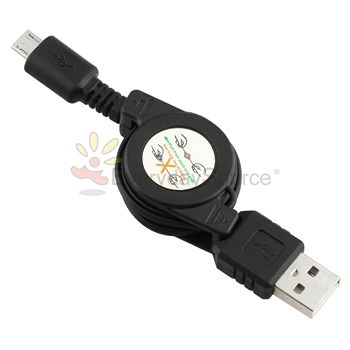 new generic universal retractable 2 in 1 micro usb cable black 