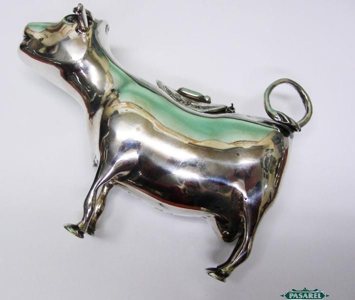   Silver Cow Form Creamer / Milk Jug Holland Netherlands Ca 1900  