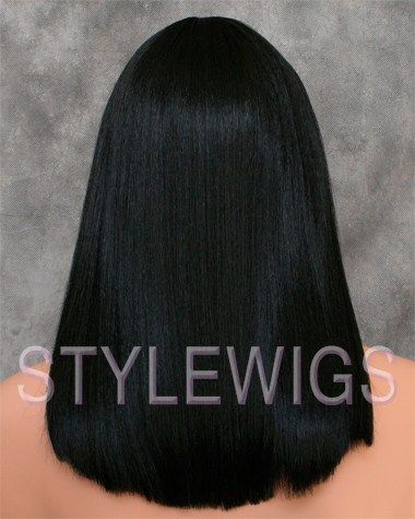   Shoulder Length Flat Straight with Bangs Jet Black Wig SADC 1  