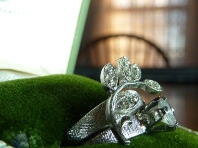 STERLING VINTAGE LADIES WEDDING ENGAGEMENT *2 RING SET* Sz 6 