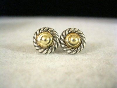 DAVID YURMAN STERLING SILVER &14K YELLOW GOLD EARRINGS  