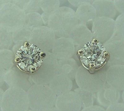 14kwg Round Diamond Solitaire Stud Earrings .66 ct NEW  