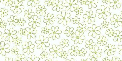 Wallpaper Retro Modern Lime Floral On White  