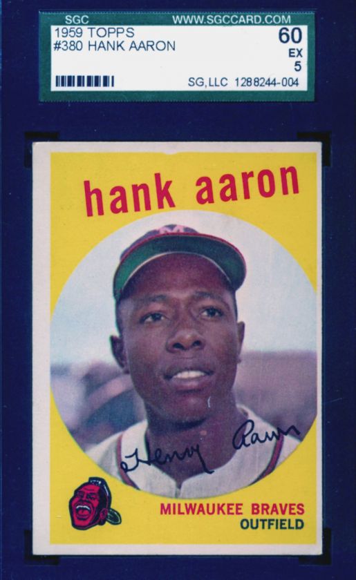 1959 Topps Baseball HammeringHANK AARON/Braves HOF#380 SGC 60(Ex)5 
