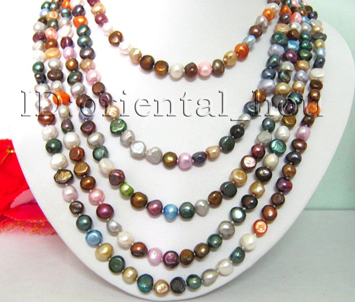 Long 100 7 8MM Multicolor Potato FW Pearl Necklace  