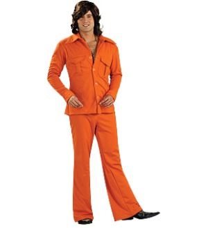 ORANGE LEISURE SUIT COSTUME ADULT STANDARD *BRAND NEW*  