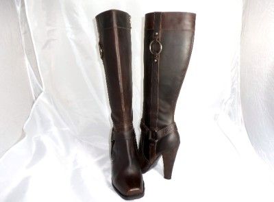 New Authentic Display Guess Boots By Marciano Wavy Dark Brown Leather 