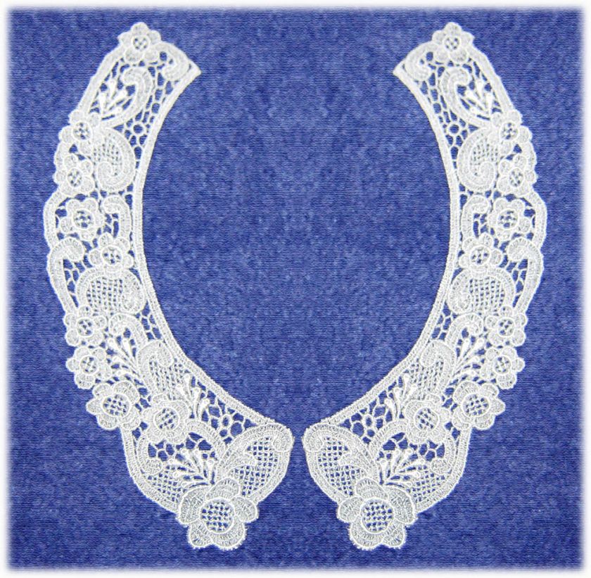 Gorgeous intensely stitched floral venise embroidered collar pair 