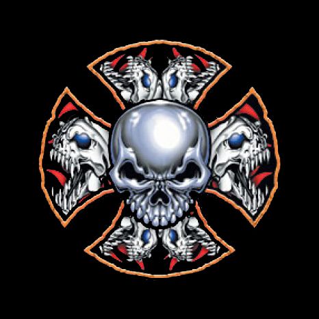 Biker logo Skull Maltese Cross Choppers T Shirt  