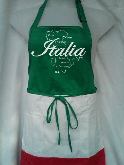 ITALIA BOOT MAP TRI   GRANDE ITALIAN APRON 100% Cotton  