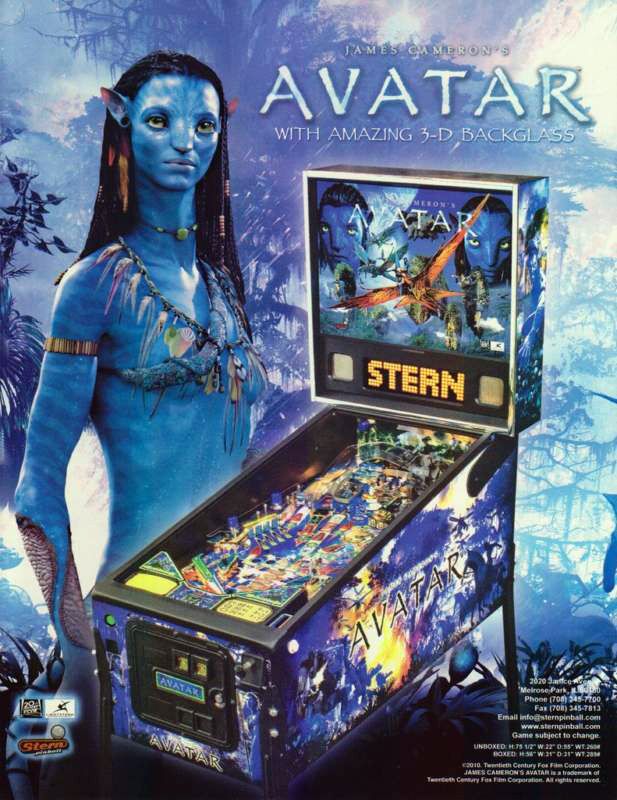 james cameron s avatar pinball by stern pinball inc through a license 