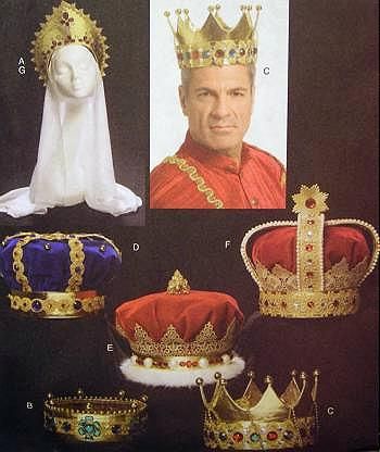 Adult HISTORIC CROWNS & a VEIL Sz XSm to XLg MEN & WOMEN Sewing 