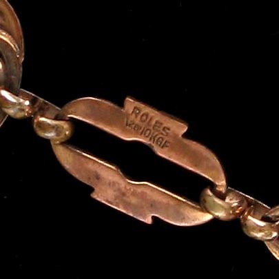 ANTIQUE DECO ROLES GF FAUX TOPAZ NEAT LINK BRACELET  