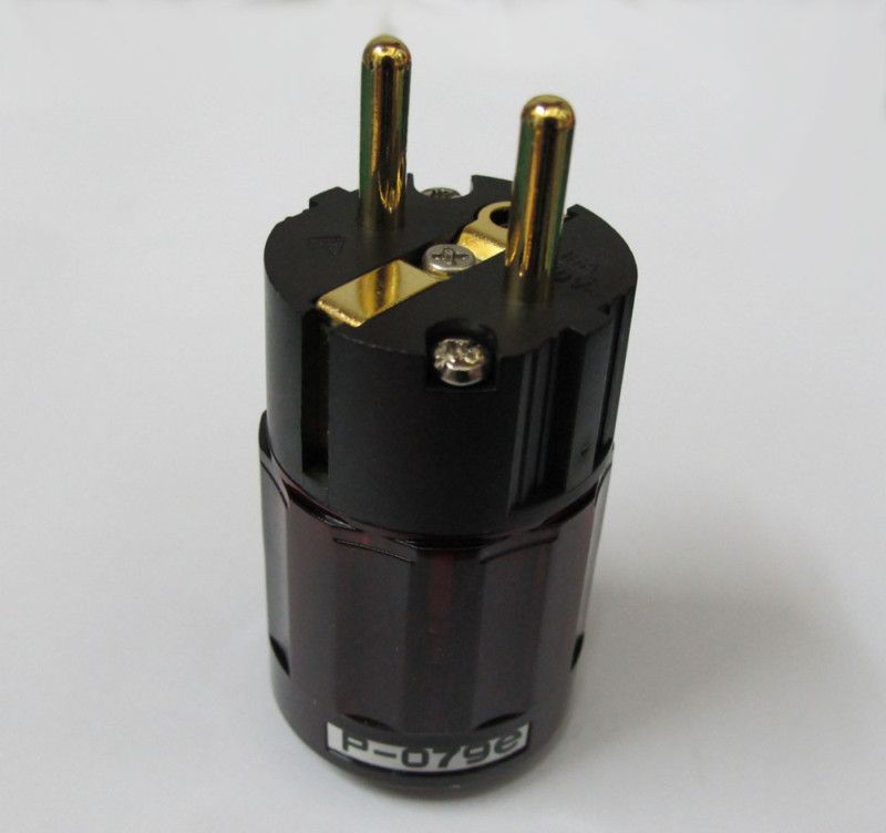 New P 079e Gold Plated Schuko EU Mains plug, connector  