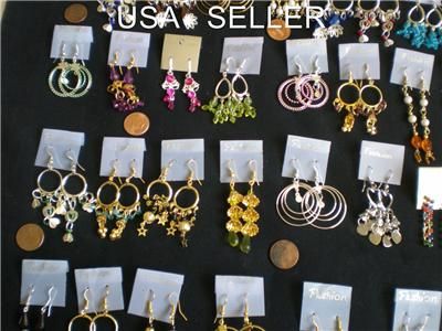 RESALE Huge Wholesale Lot Earrings 47 PAIRS CZ Dangle HOOP STUD FREE 