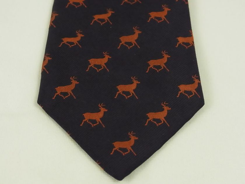 POLO RALPH LAUREN Silk Neck Tie Deer Hand Made In Italy  