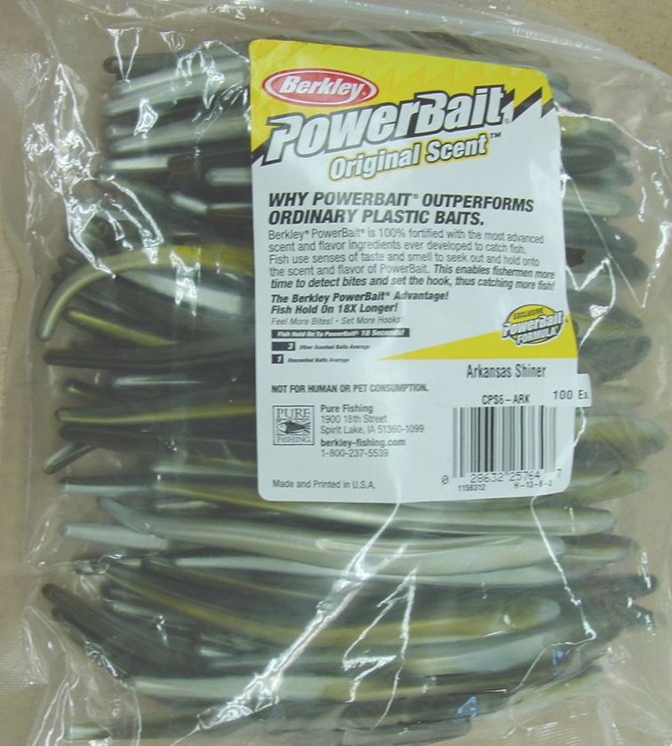 Berkley Arkansas Shiner 6 Power Slug Bass plastic worms 100 bulk bag 