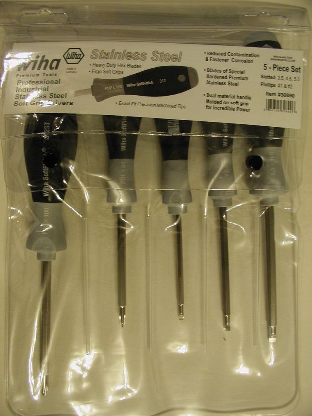 Wiha 5 Pc. Stainless Steel Blade Screwdriver Set 30890  