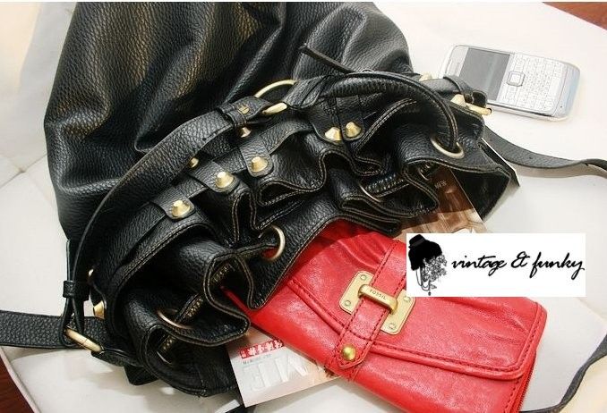 hollywood celeb style BOTTOM STUD BUCKET SHOULDER BAG  