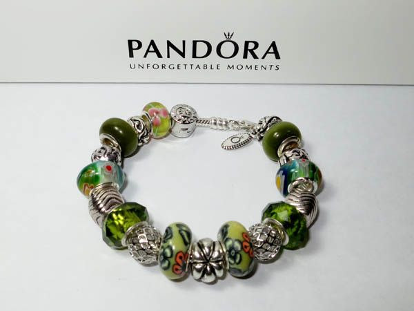 Authentic Pandora Bracelet Spring Meadow with 19 Beads & Charms w 