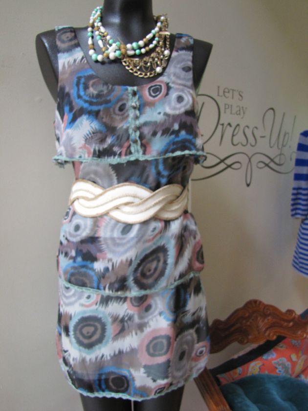 NWT ANTHROPOLOGIE ESLEY Peacock Tiered Mini Dress ☼ M  