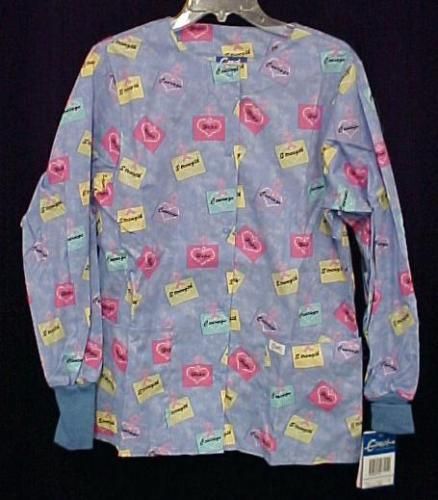 Scrub Jacket Breast Cancer Print Pink Ribbon XS New  