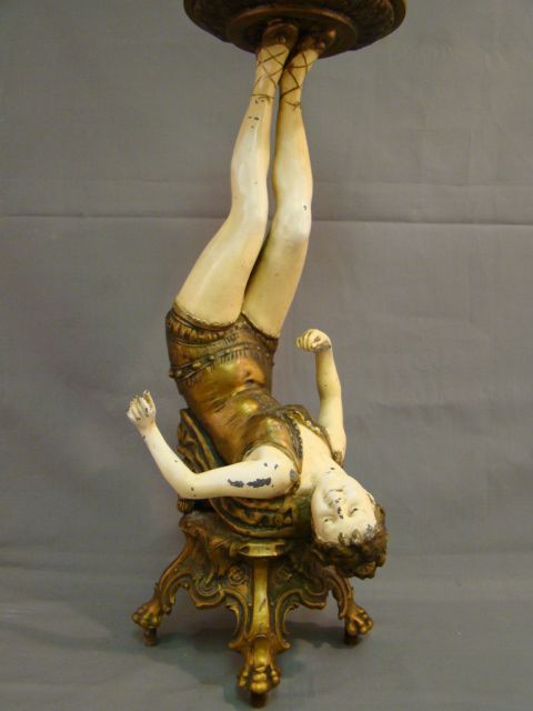  Figural ART NOUVEAU Cast SPELTER Dancing LADY Boudoir STATUE Lamp