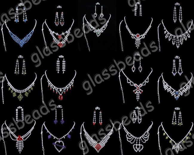 WHOLESALE 14sets 14Styles Fashion Acryl Crystal Necklace Bracelet 