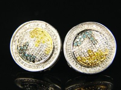 ROUND WORLD MAP GLOBE SI DIAMOND STUD EARRINGS .70 CT  