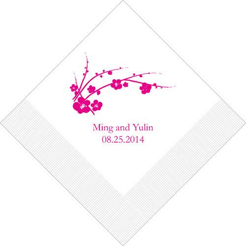 100 FOIL IMPRINTED PERSONALIZED WEDDING Cherry Blossom LUNCHEON PAPER 