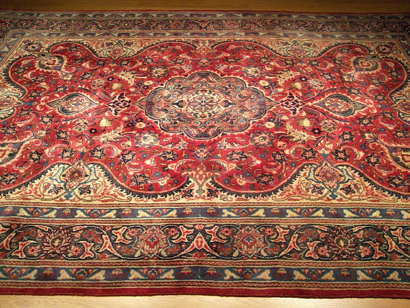 7x11 Beautiful Handmade Antique Persian Kashan Wool Rug  