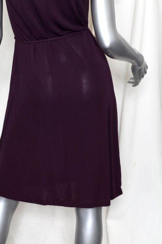 OSCAR DE LA RENTA Purple Sleeveless Rayon Jersey Belted A Line Dress 8 