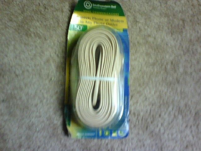 50 50ft SW Bell Phone Line Cord 4 Conductor Almond New  