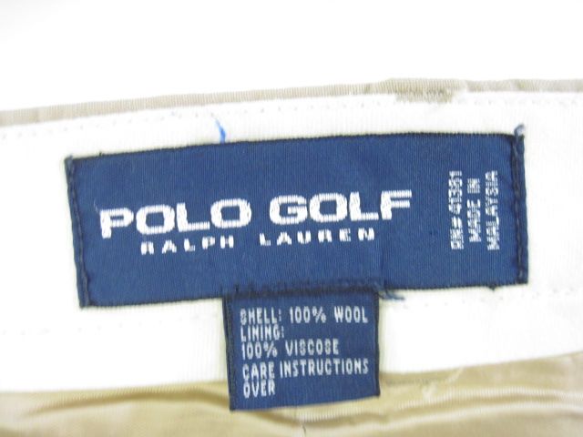 POLO GOLF RALPH LAUREN Mens Tan Wool Pants Slacks Sz 36  