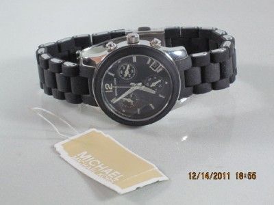   MK 5442 Womens Black Boyfriend Silicone Bracelet Chronograph Watch